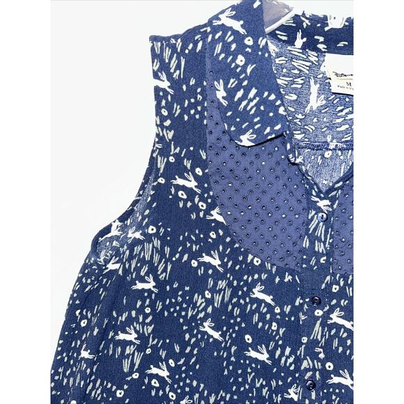 LC Lauren Conrad Womens Medium Disney Wonderland White Rabbit Sleeveless Blouse - Picture 2 of 11